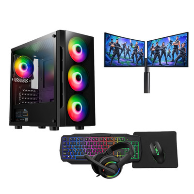 Flash schwarz PC Bundle DualMonitor i5 GT730/710 2GB Win11Pro SSD + HDD UK kostenloser Versand