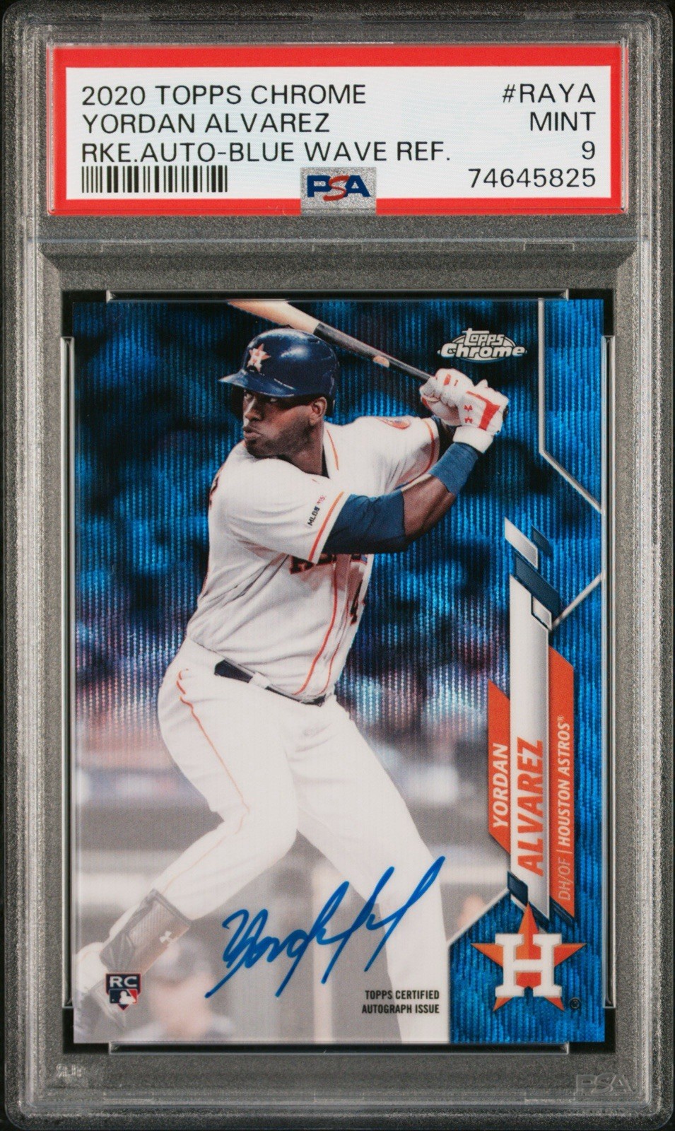 2020 Topps Chrome Yordan Alvarez Auto Blue Wave Refractor Rc Houston Astros /150