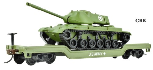 Coche Plano Deprimido Escala HO EJÉRCITO DE EE. UU. con TANQUE PATTON Modelo Potencia Nuevo 98225 | Zustand: New