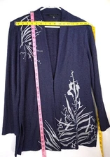 MING WANG WOMEN KNIT BLUE JACKET TOPPER NAVY SZ L