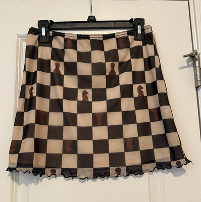 Urban Outfitters Y2K Womens Mesh Checkered Chess Mini Skirt