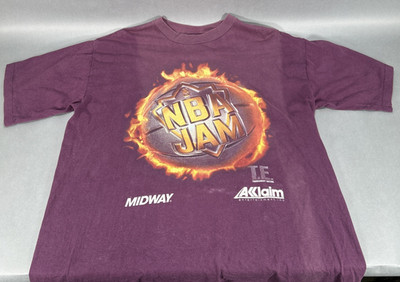 Vintage Acclaim NBA Jam Promo 2-Sided T Shirt Size L - Burgundy | eBay