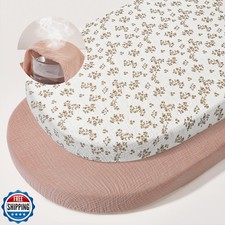 Basumee Muslin Bassinet Sheets for Baby Girl Boy 2 Pack Soft Breathable Baby