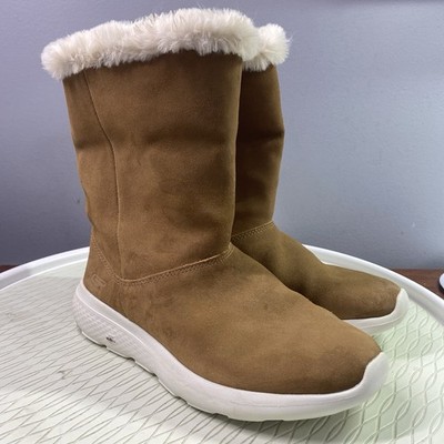 Skechers Gogomat Womens Technology Brown Suede Leather Winter Boots Sz.6.5 EUC