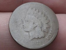 1873 Indian Head One Cent Penny- Lowball, About Good Details, Open 3, Brown