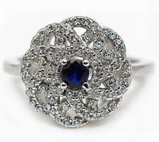 1CT Treated Blue Sapphire  Topaz 925 Solid Sterling Silver Ring Sz 6,7,8 MK4