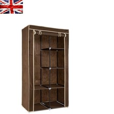 Stunning Canvas Effect Wardrobe - Spacious 5-Shelf Clothes Cupboard 88x170 cm