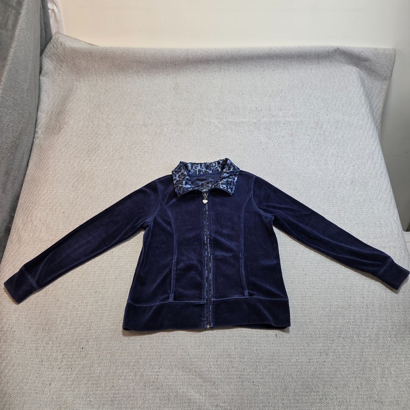 Activology Velour Jacket Womens Size PS Blue Casual Long Sleeve Full Zip