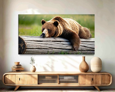 #ad Glacier Grizzly Bear Canvas Print Brown Grizzly Bear Wall Art Rustic Cabin Art $159.25