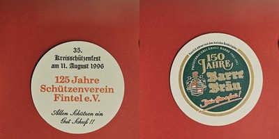 Barre Bräu Schützenverein Fintel 1996 Brauerei Bierdeckel Bier
