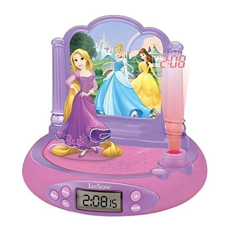 Radio Réveil Enfant avec Projection de l'heure Raiponce Disney à Alarme Douce