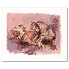Mark King (1931-2014), "Lioness & Her Cubs" Limited Edition Serigraph, Numbered