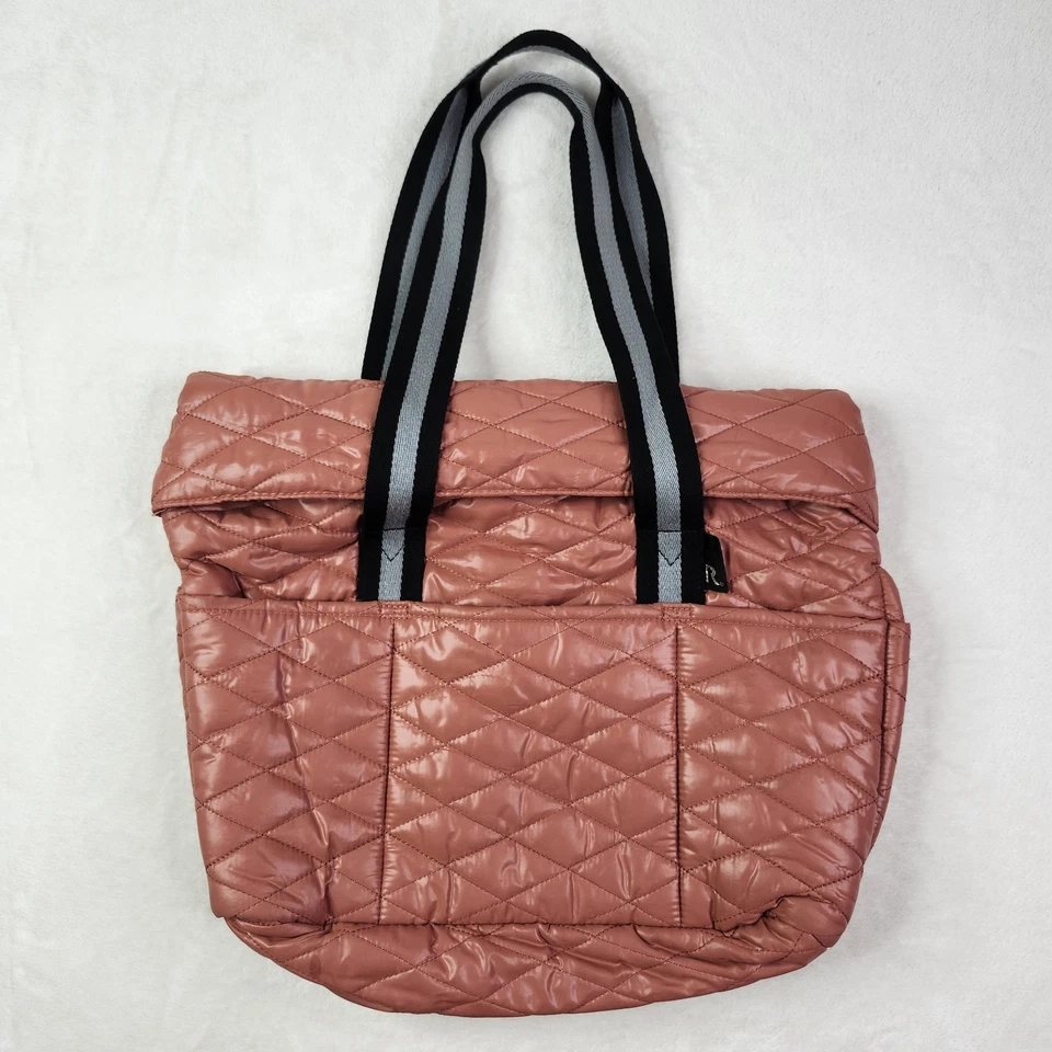 Bolso de hombro acolchado acolchado Rootote bolsillos cremallera lateral rosa Foto 3 de 4