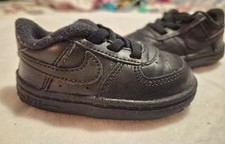 Nike Baby Toddler Air Force 1 Black Leather Shoes Size 3 C Low Top