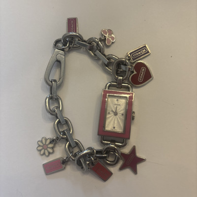 COACH Watch Silver Chain Link Charm Bracelet Watch Vintage