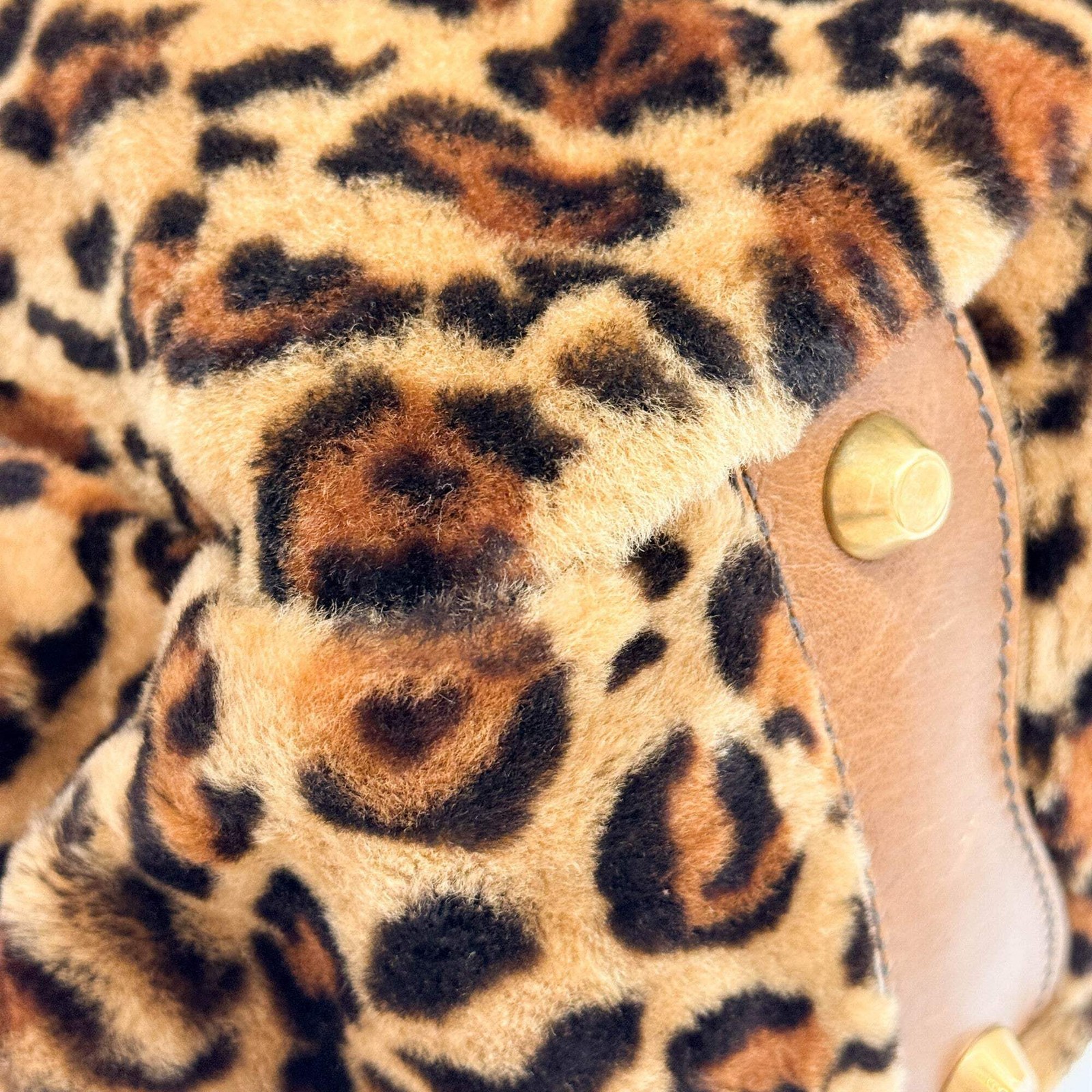 MIU MIU Brown Leopard Print Cut Wool Handle Bag — image 9