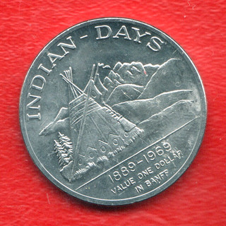 Banff Alberta CANADA 1969 Kiwanis Trade DOLLAR Token with Indian Chief & Teepee
