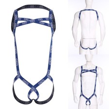 Mens Singlet Jockstrap Letter Pattern Elastic Body Bodysuit Harness Underwear