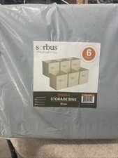 Sorbus Foldable Storage Cube Basket Bin, 6 Pack, Beige