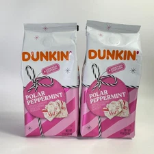 2 Dunkin Donuts Limited Edition POLAR PEPPERMINT Ground Coffee 11oz BB 10/25