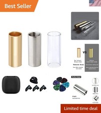 3-in-1 Guitar Slide Set: Glass, Steel, Brass Slides with Bonus Picks in Gift Box