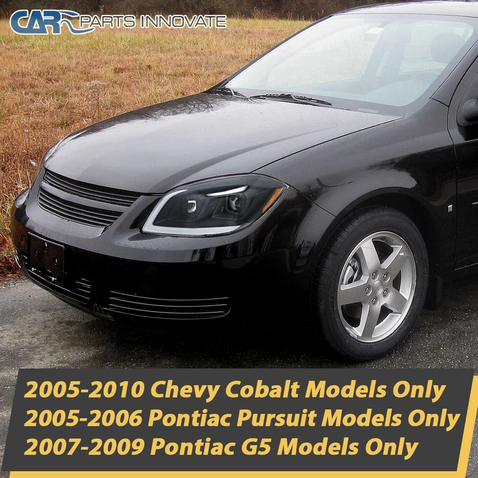 Fits 2005-2010 Chevy Cobalt 07-09 Pontiac G5 Black Projector Headlights LED Lamp Foto 3 de 4