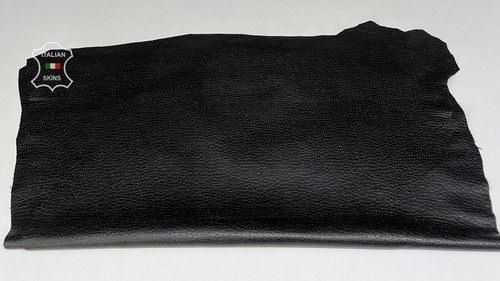 BLACK BUFFALO GRAINY TEXTURE Soft Italian Lamb leather 2 skins 10sqf 0.8mm B8301 - Picture 4 of 5