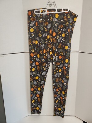Leggings LulaRoe Halloween Patchwork Noir Rouge Orange - Taille TC2 Neuf Sans étiquette
