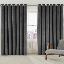 Double Sided Velvet Curtains PAIR Eyelet Ring Top Fully Lined Blackout Curtains