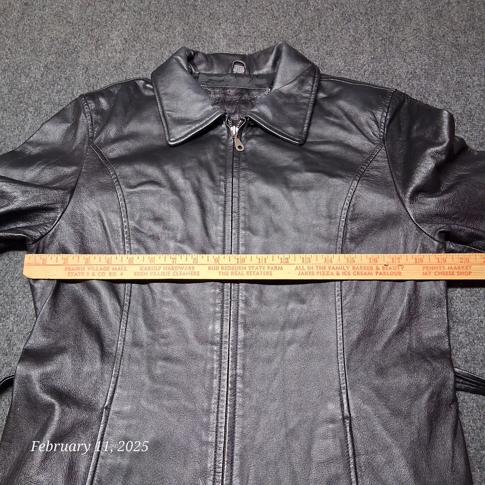 Jacqueline Ferrar Soft Leather Belted Jacket Women Size Medium Black - Image 4 of 4