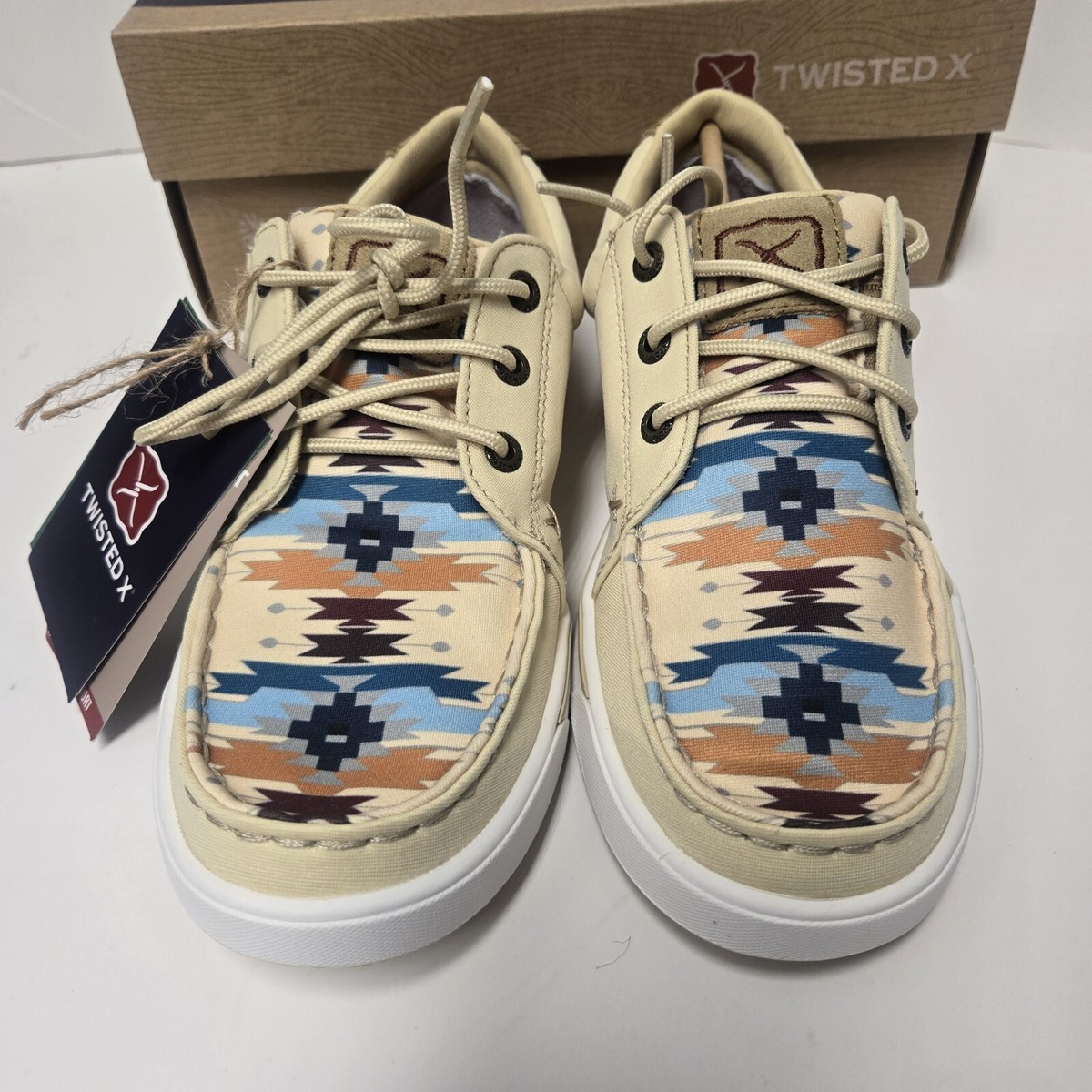 Twisted X Casual Shoes Womens Aztec Kicks Lace Cream WCA0085 Sz Wheat  Multi