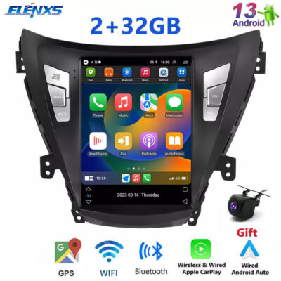 For Hyundai Elantra 2011-2013 Android 13 Car Stereo Apple CarPlay GPS Radio 32GB