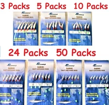 Sabiki Bait Rigs 6 Hooks With Fish Skin Size:2,4,6,8,10,12,14.