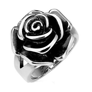 Full Bloom Single Rose Cast Band Ring Stainless Steel R657 Ebay Full Bloom Single Rose Cast Band Ring Stainless Steel R657 Ebay