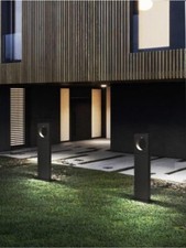 LAMPIONE DA TERRA GIARDINO LAMPADA LED LUCE BIANCA 12 W LAMPIONCINO NERO IP65