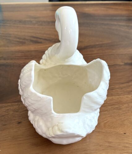 Antique Czech Pottery Porcelain White Swan Planter Vase - Picture 4 of 5