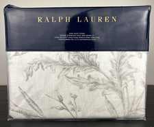 Ralph Lauren King Genevieve Floral Duvet Cover Gray White