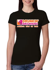 Drunkin Grownups America Runs On Wine Women Slim Fit Junior Tee