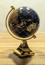 New In Box Vintage Gemart Globes Blue Lapis Gemstone Globe ~ Height 5.5 inches