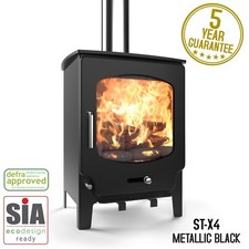 Saltfire ST-X4 4kW DEFRA EcoDesign Multi Fuel Wood Burner Stove Steel Cast Iron