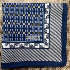 MAN HANDKERCHIEF COTTON ART POCKET SQUARE 17" CLASSIC BLUE ARROW GEOMETRIC CHECK