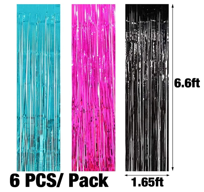 День рождения диско/музыка вечеринки украшения фон роза красный синий черный фольга занавески - Изображение 4 из 4