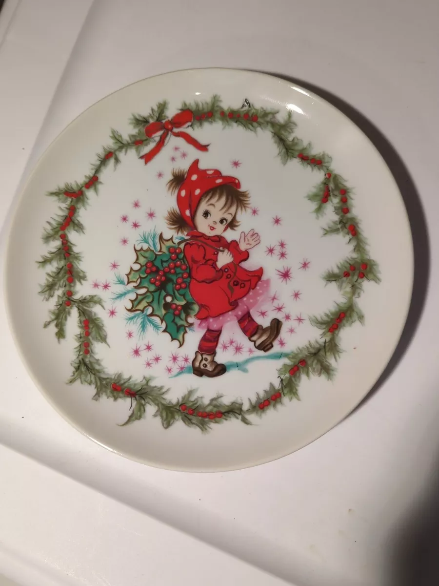 Vintage Lefton China Christmas Girl Plate 8
