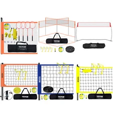 Outdoor Volleyball and Badminton Combo Net Set Portable Height Adjustable