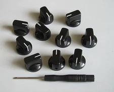10x Guitar AMP Effect Pedal Knobs Davies 1510 Style Pointer Knob Set Screw Black