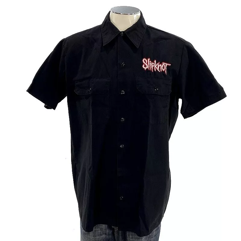 VTG 90s Slipknot Band Dickies Button Shirt Large Black Heavy Metal