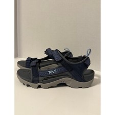 Teva Unisex Child Youth Kids Size 4 Tanza Sport Sandal Grey Blue strappy