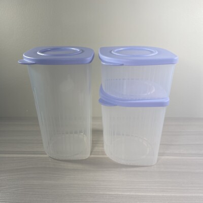 Tupperware Fresh N Cool Set 3 Small Medium & Large Containers Blue Seals New!