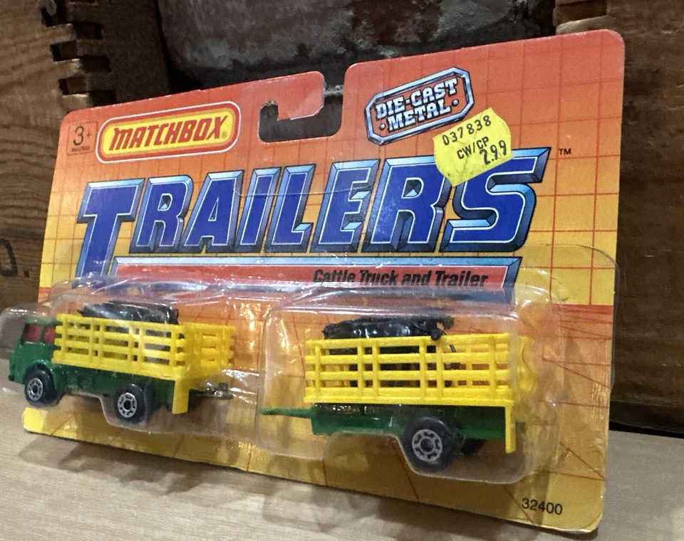 Matchbox Trailers 1990 camión y remolque de ganado verde negro ganado Foto 3 de 4