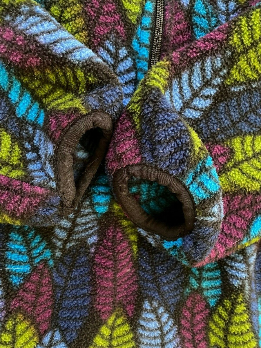 Vtg Patagonia Leaves Leaf Print Fleece Jacket USA Womens 10 Vtg Patagonia Leaves Leaf Print Fleece Jacket USA Womens 10